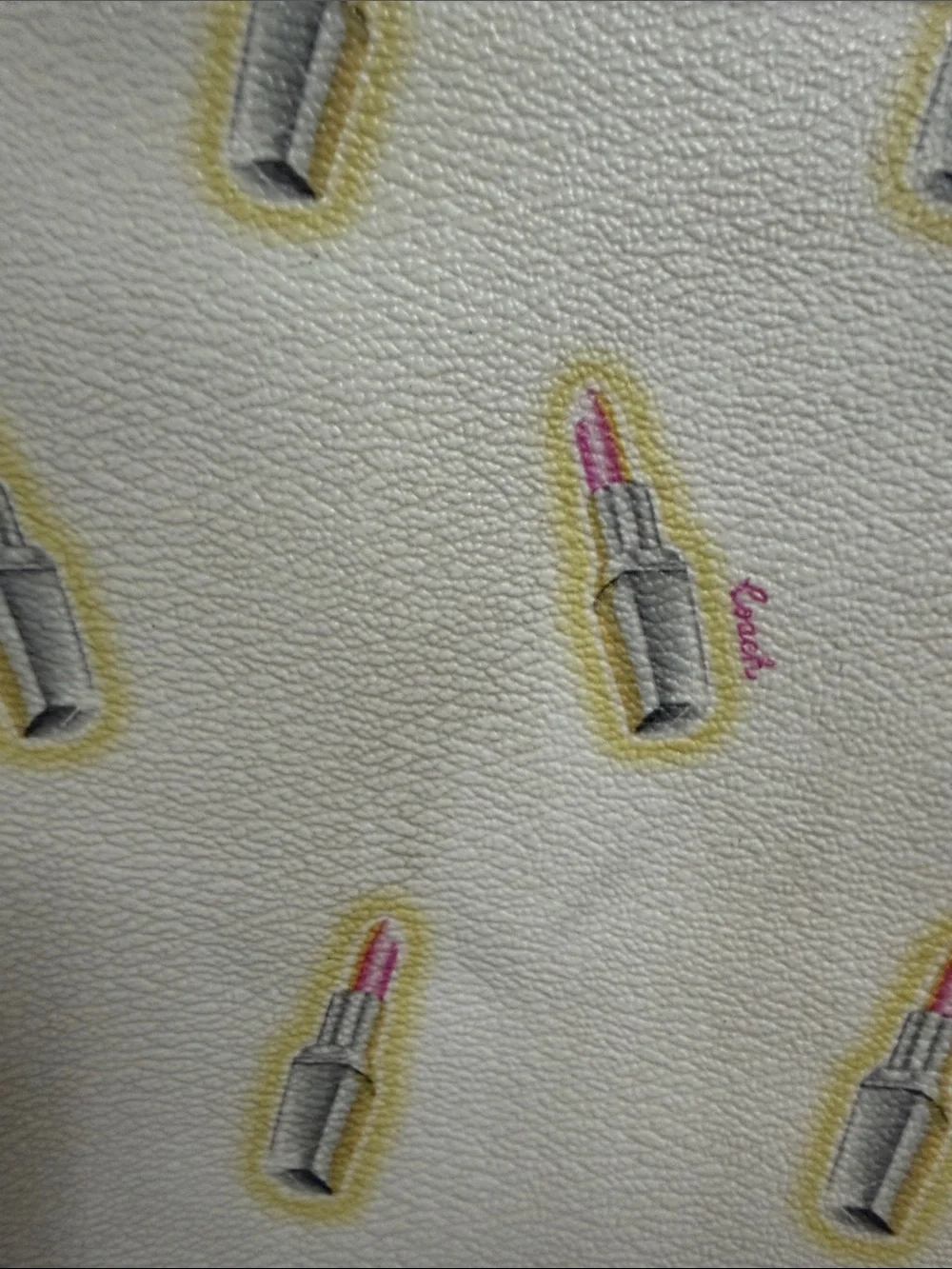 Coach Cream Tote with Lipstick Print